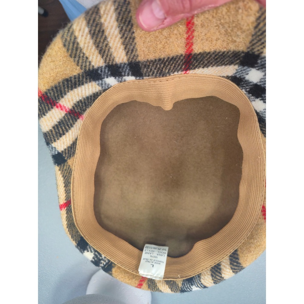 Nova Check Flat Cap 100% Wool Made in Italy Beige Plaid Driver Hat L - Picture 6 of 10